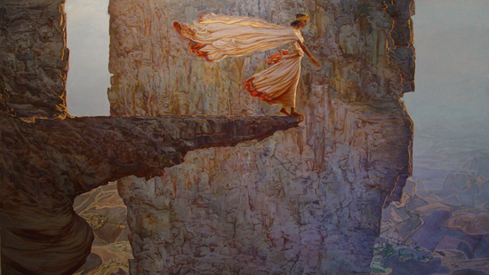 Oil Color on Canvas Painting titled “Adbar No.3/አድባር ቁ.3” by Mezgebu Tesema, Width 3 m, Height 1.50 m.