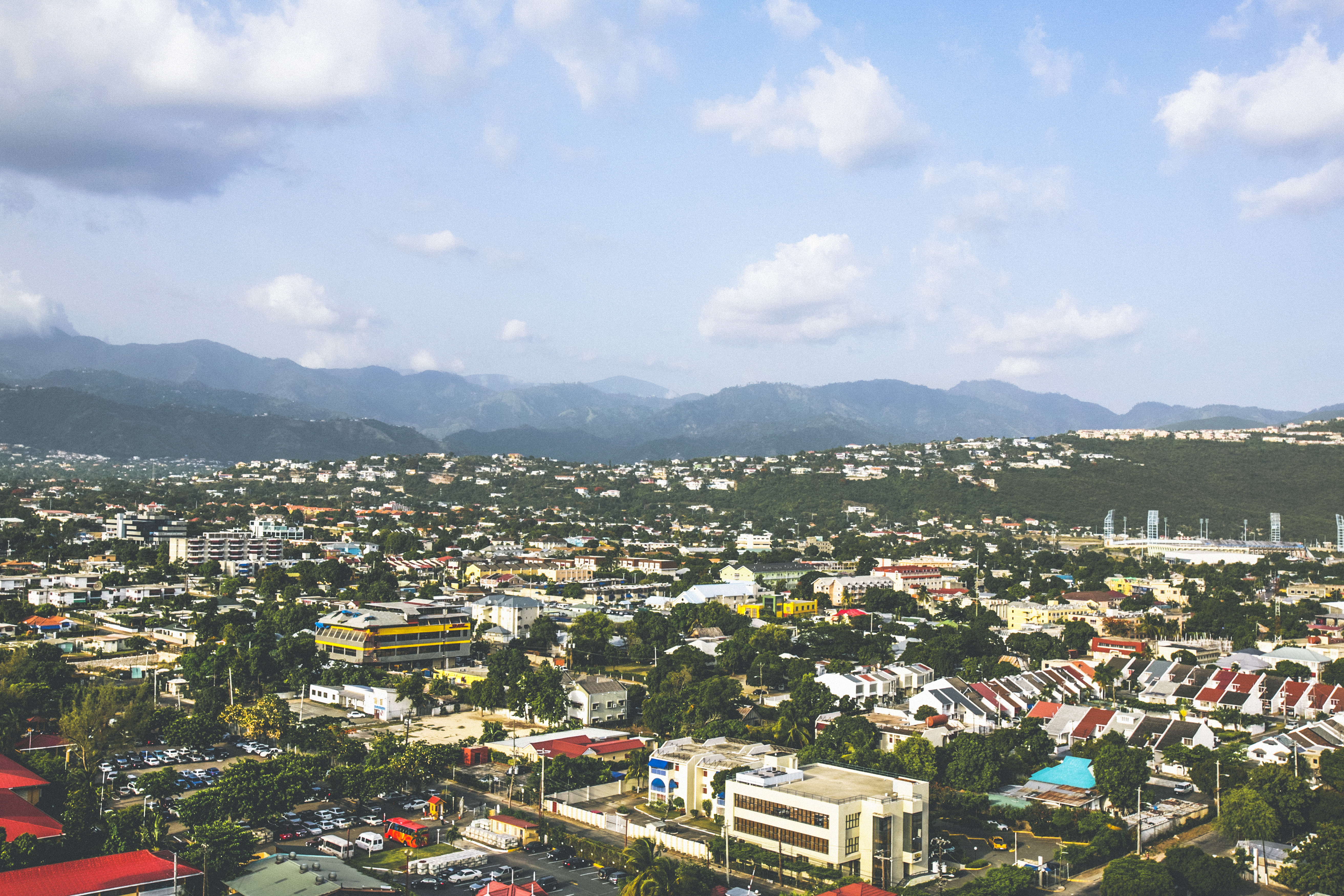 Cityscape with mountains