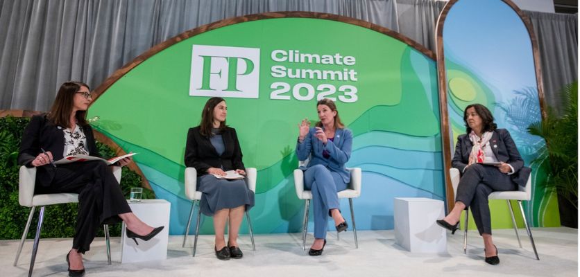 From left to right: Allison Carlson, Executive Vice President of Analytics at Foreign Policy; Annalise Blum, Deputy Assistant Secretary for Water and Science at the U.S. Department of the Interior; Sera Young, Professor of Anthropology at Northwestern University; and Janti Soeripto, CEO and President of Save the Children U.S.