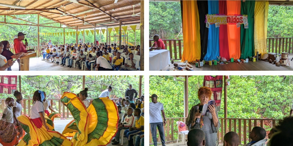 Snapshots from the shared reading session at the Ethno-Education School with children’s author Pilar Lozano. (Antioquia, Colombia)