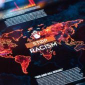 A graphic depicting software working to stop racism & inequality.