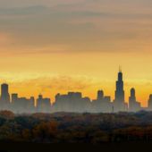 Heat wave against the Chicago skyline