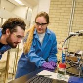 Professor Linsey Seitz is exploring ways to harvest yet another useful element from water: hydrogen, a clean fuel alternative.