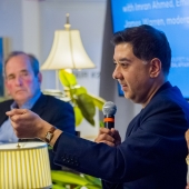 Global disinformation experts talking on stage