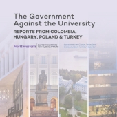 Event title over aerial shots of campuses in each country