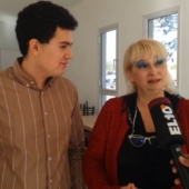Jose Aguilar and Inga Iordanishvili during a local TV interview.
