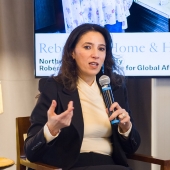 Lina and Wendy talking on stage