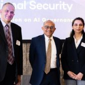 Panel discussion on AI governance (From L): Yaron Gamburg, V.S. Subrahmanian, and Neeti Pokhriyal