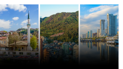 Sarajevo, Bogota, and Manila skylines
