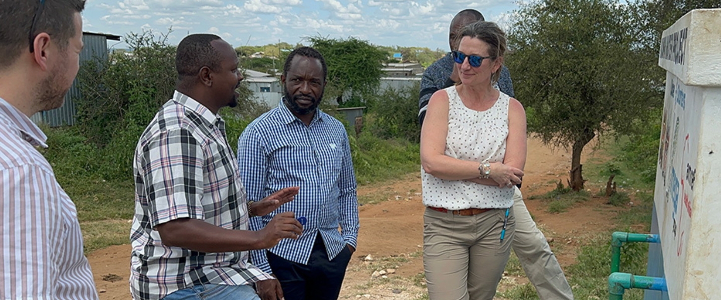 Sera Young in Kenya speaking with local government officials