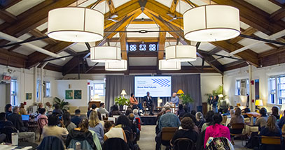 The audience watching the fifth panel of the symposium.