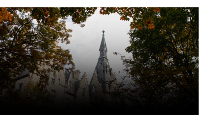 Northwestern campus exterior during fall