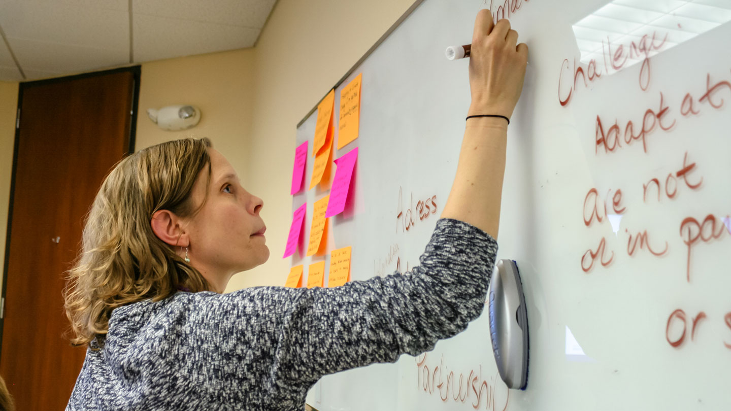 IIW participant writing on whiteboard