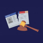 graphic of a visa split in two with a gavel